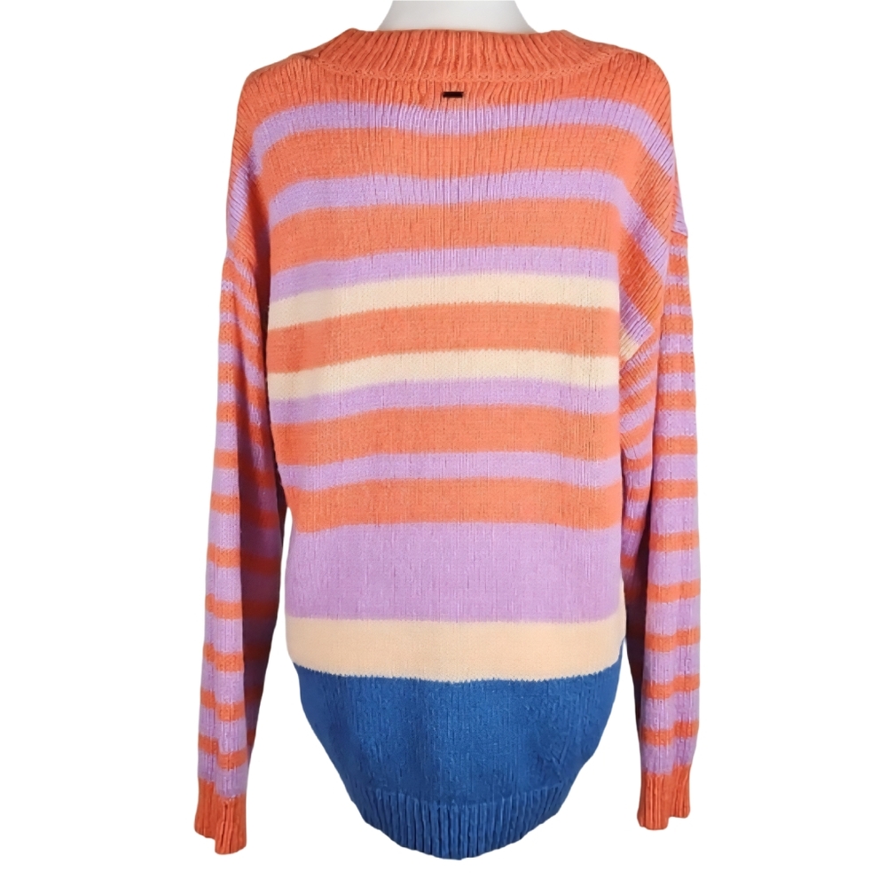 O'Neill Orange and Purple Crew Neck Fuzzy Sweater - Picture 3 of 6